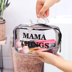 Oudain 4 Packs Diaper Bag Organizer Pouches Set Clear PVC Travel Diaper Bag Waterproof Zippered Makeup Bag Dry Wet Bag (Black)