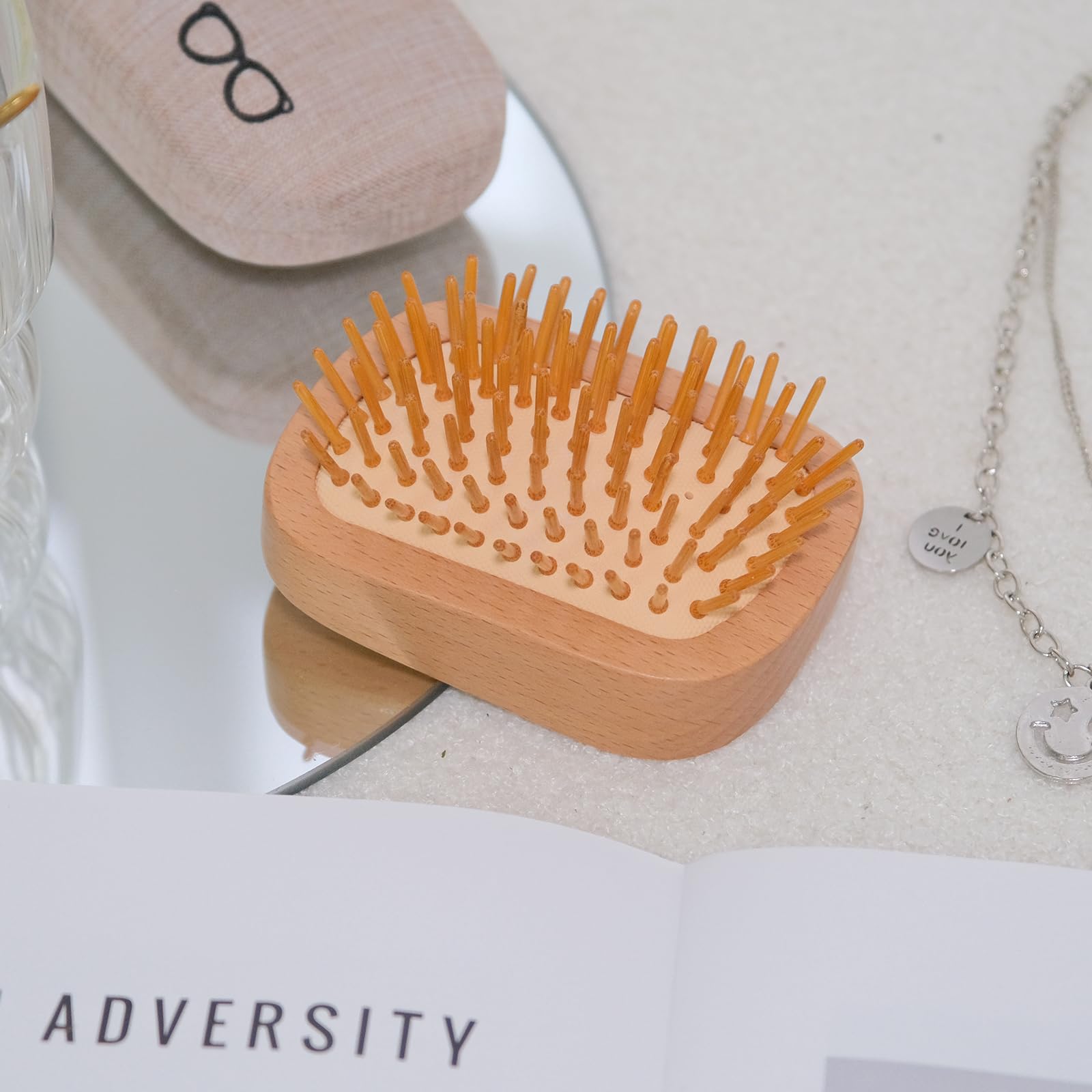 Maji Mama Handmade Natural Wooden Hair Brush Hairbrush with Bamboo Pins Massage Scalp & Detangling All Hair Types