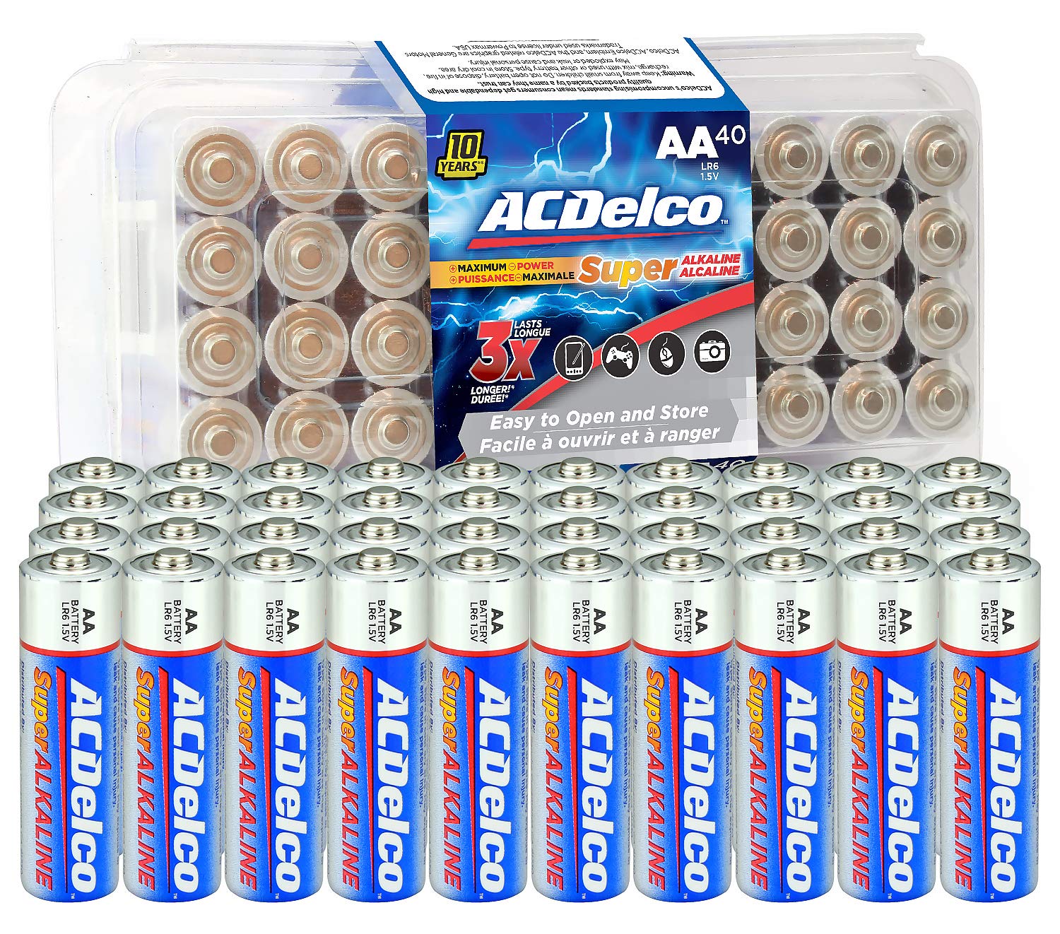 ACDelco 40-Count AA Batteries, Blue & ltraMAX 20-Count AAA Batteries, Alkaline Battery with Advanced Technology, 10-Year Shelf Life, Recloseable Packaging