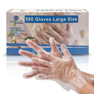 without a p bulk (500 count) large disposable food service poly gloves cleaning bpa/latex and powder free for kitchen,cooking, food prep, bbq (500, large)