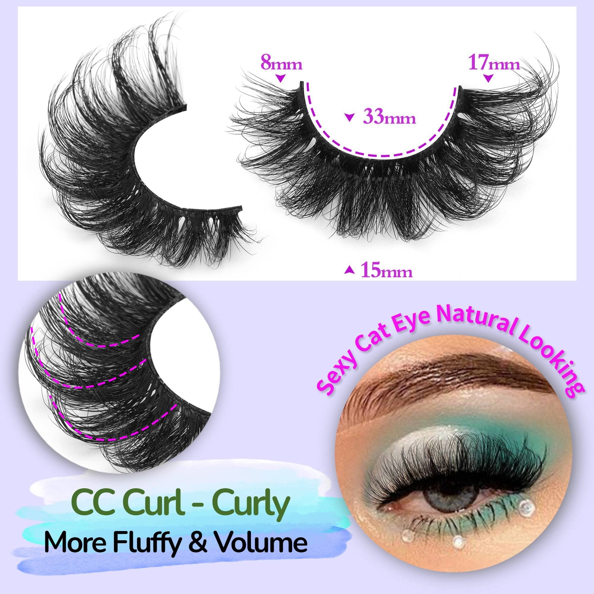 Natural Eyelashes Fluffy Mink Cat Eye Lashes Wispy False Eyelashes 17mm Long Dramatic Natural Look Angel Wing Fake Lashes Pack 8 Pairs by HeyAlice (04B)