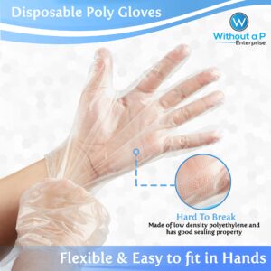 Without A P BULK (500 Count) LARGE Disposable Food Service Poly Gloves Cleaning BPA/Latex and Powder free for Kitchen,Cooking, Food Prep, BBQ (500, Large)