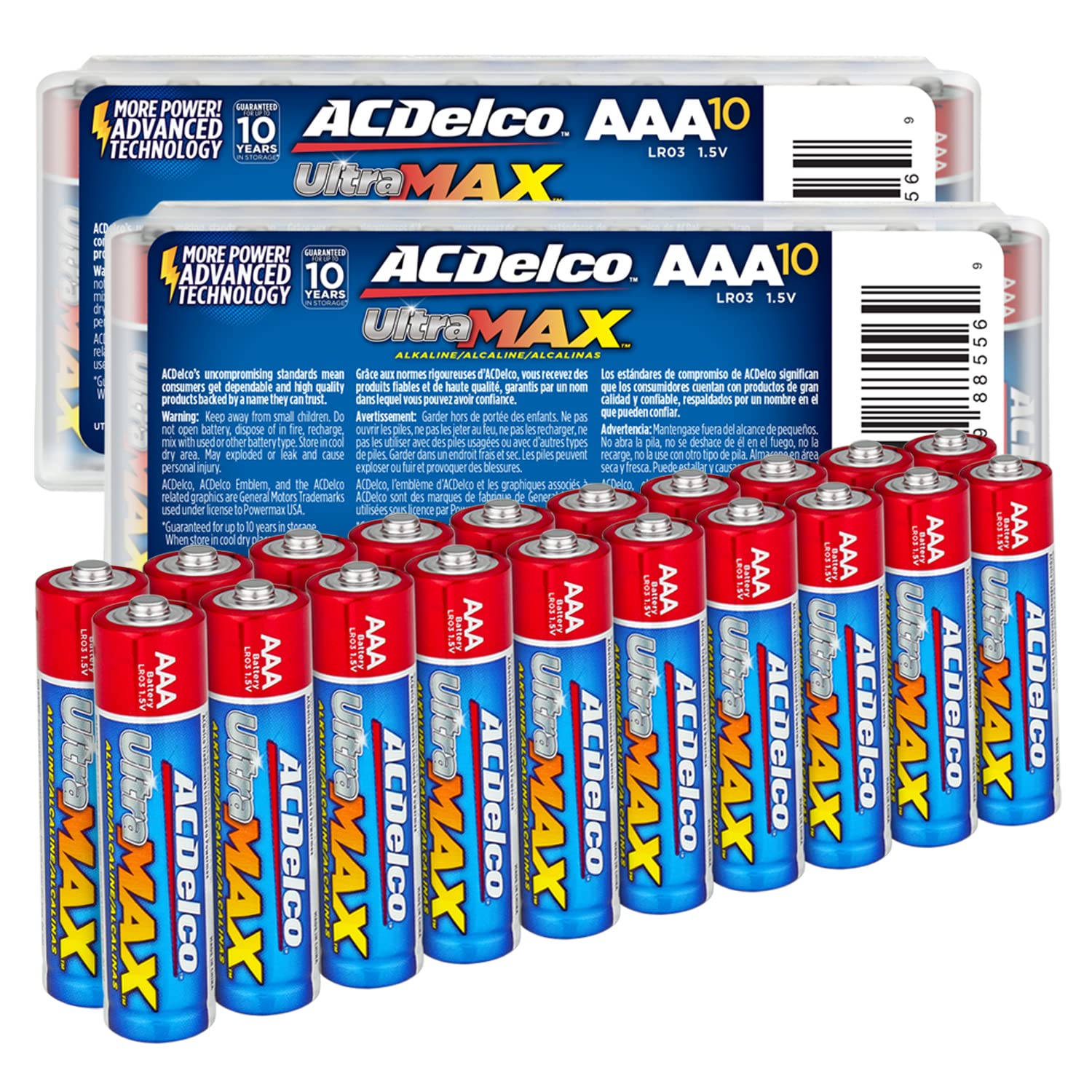 ACDelco 40-Count AA Batteries, Blue & ltraMAX 20-Count AAA Batteries, Alkaline Battery with Advanced Technology, 10-Year Shelf Life, Recloseable Packaging