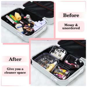 Oudain 4 Packs Diaper Bag Organizer Pouches Set Clear PVC Travel Diaper Bag Waterproof Zippered Makeup Bag Dry Wet Bag (Black)