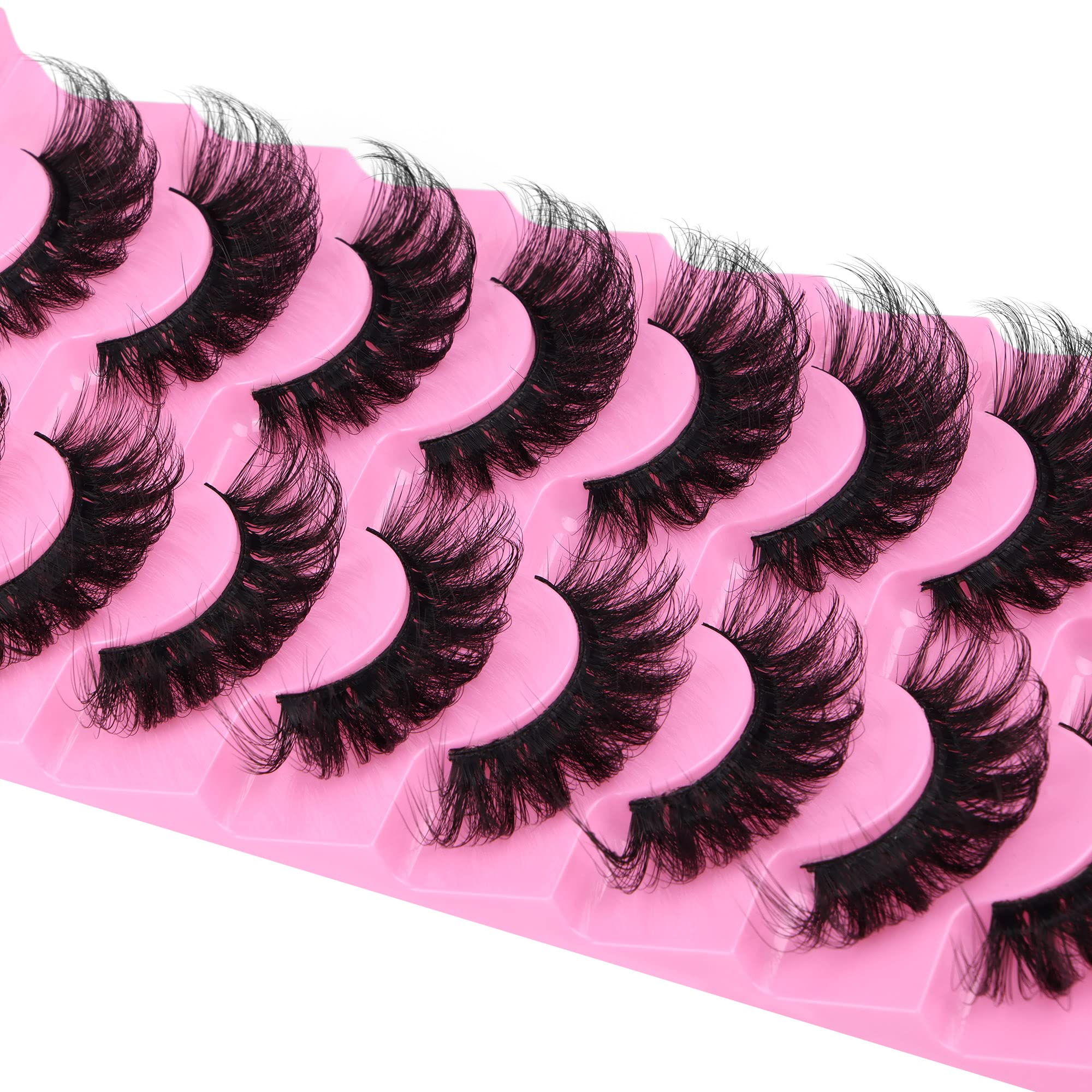 Natural Eyelashes Fluffy Mink Cat Eye Lashes Wispy False Eyelashes 17mm Long Dramatic Natural Look Angel Wing Fake Lashes Pack 8 Pairs by HeyAlice (04B)