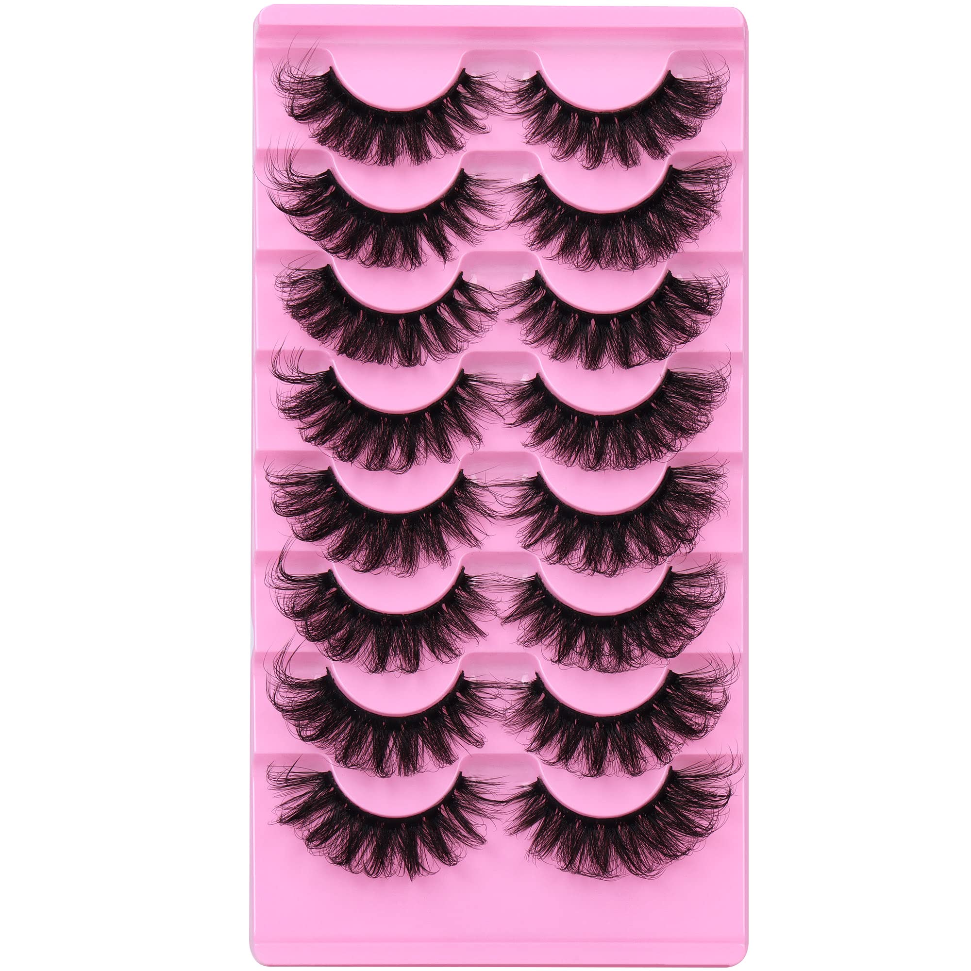 Natural Eyelashes Fluffy Mink Cat Eye Lashes Wispy False Eyelashes 17mm Long Dramatic Natural Look Angel Wing Fake Lashes Pack 8 Pairs by HeyAlice (04B)