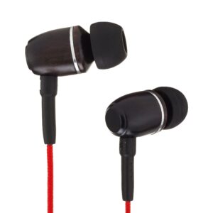 Onyx Noise Cancelling in-Ear Wired Headphones with Mic, 3.5mm Plug Compatible with iPhones, iPads, Android Phones, Computers & Laptops (Red)