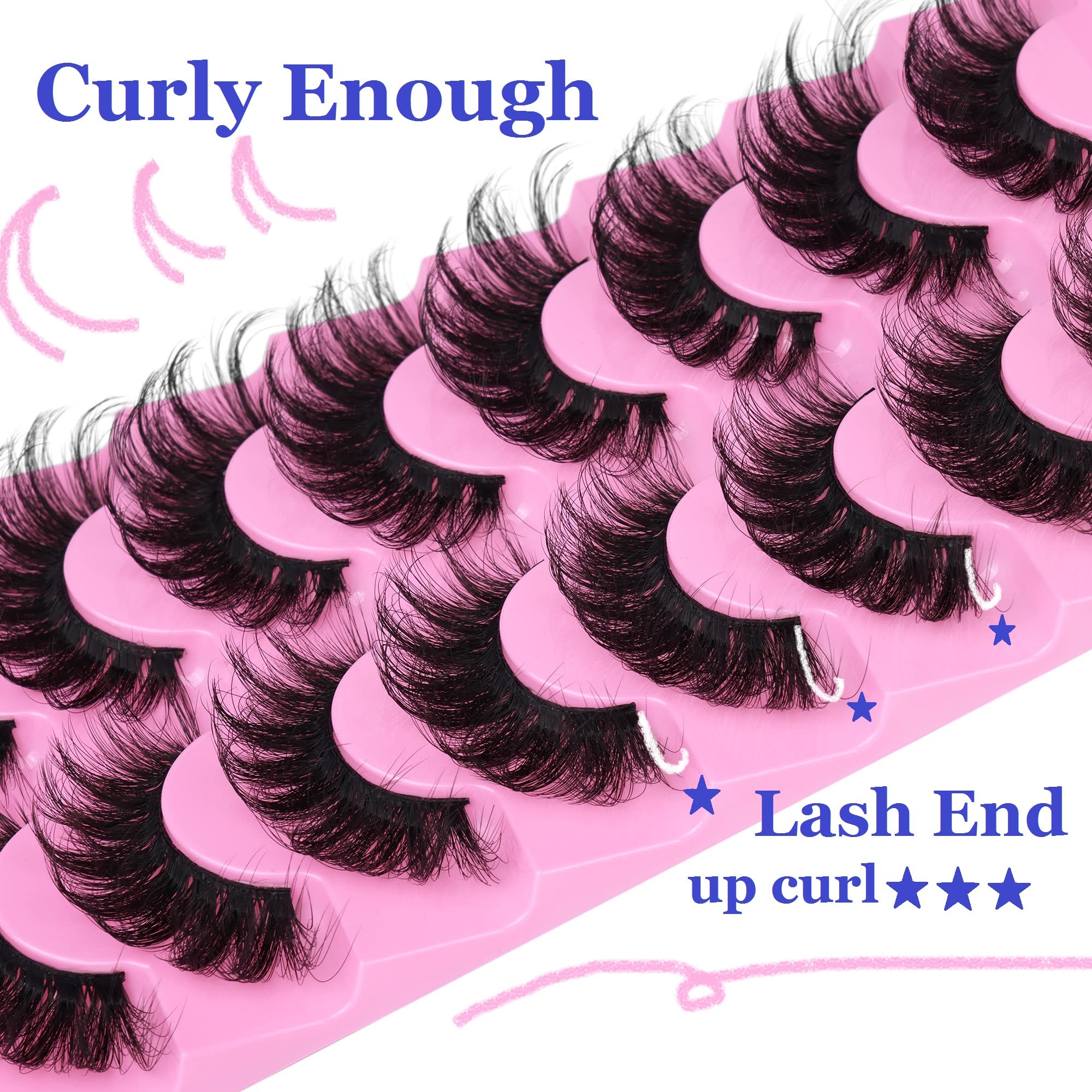 Natural Eyelashes Fluffy Mink Cat Eye Lashes Wispy False Eyelashes 17mm Long Dramatic Natural Look Angel Wing Fake Lashes Pack 8 Pairs by HeyAlice (04B)