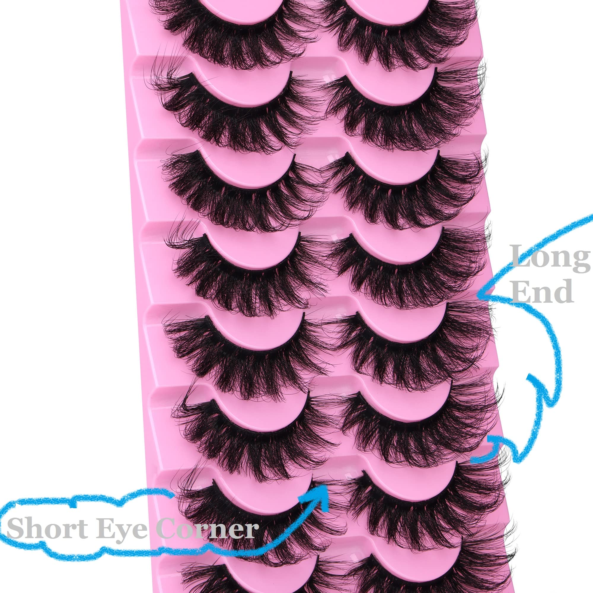 Natural Eyelashes Fluffy Mink Cat Eye Lashes Wispy False Eyelashes 17mm Long Dramatic Natural Look Angel Wing Fake Lashes Pack 8 Pairs by HeyAlice (04B)