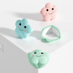 WAYUTO 4-Pack Cute Flower Silicone Baby Table Sharp Edge Protectors Soft 100% Covered Child Furniture Corner Fireplace Guard Edge Safety Bumpers Cushion 3M Adhesive Round Cloud Edge White