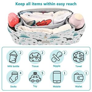 Sinestour Cute Dinosaur Cartoon Stroller Organizer with Cup Holder Universal Stroller Organizer Bag Detachable Shoulder Strap Stroller Accessories for Diaper Phone Keys Toys Fit All Baby Stroller