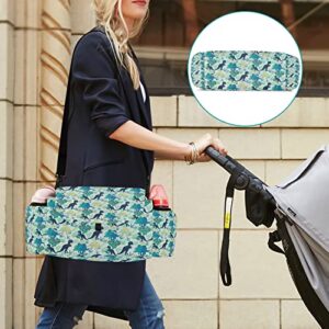 Dinosaurs Pattern Stroller Organizer with Cup Holder Universal Stroller Organizer Bag Detachable Shoulder Strap Stroller Accessories for Diaper Phone Keys Toys Fit All Baby Stroller