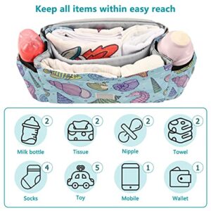 Sinestour Cute Animals Stroller Organizer with Cup Holder Universal Stroller Organizer Bag Detachable Shoulder Strap Stroller Accessories for Diaper Phone Toys Keys Fit All Baby Stroller