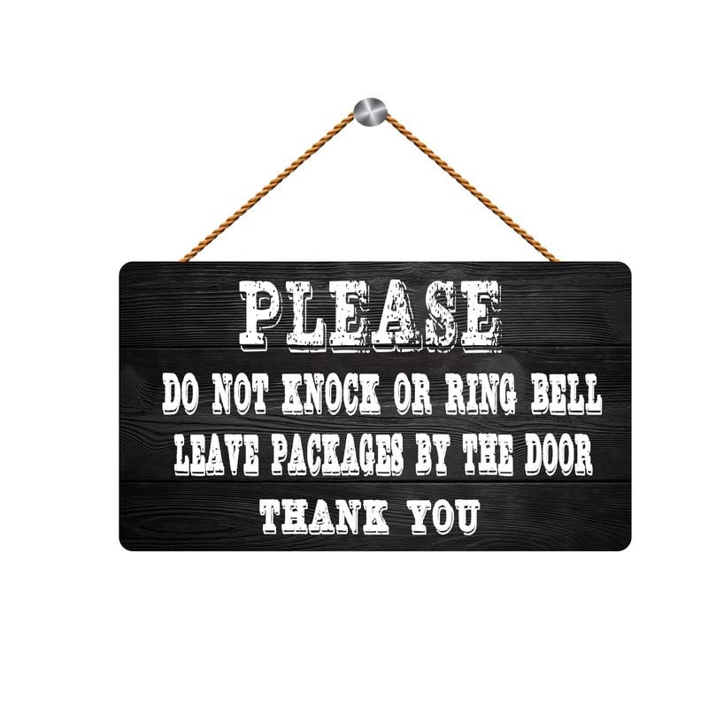 Licpact Please Do Not Knock or Ring the Doorbell, No Soliciting, Sleeping Baby, Leave packages, No Soliciting Wood Sign, front door sign 15x30cm/6x12 inch