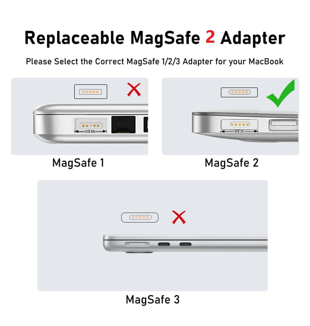 korllo USB Type C to Mag-Safe 2 Male to Female Adapter, Compatible with MacBook Air & Pro, Supports 85W/60W/45W Fast Charging