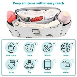 Sinestour Cute Penguin Animals Stroller Organizer with Cup Holder Universal Stroller Organizer Bag Detachable Shoulder Strap Stroller Accessories for Diaper Phone Keys Toys Fit All Baby Stroller