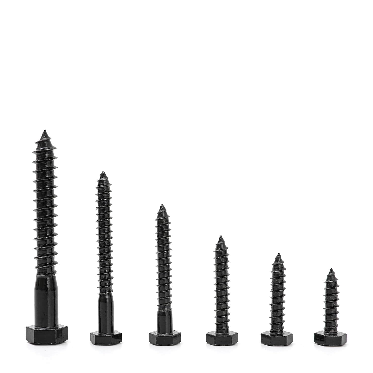 Qlvily 25PCS Stainless Steel Black Lag Bolts 1/4" x 1-1/2" Hex Lag Screws, Washers Included