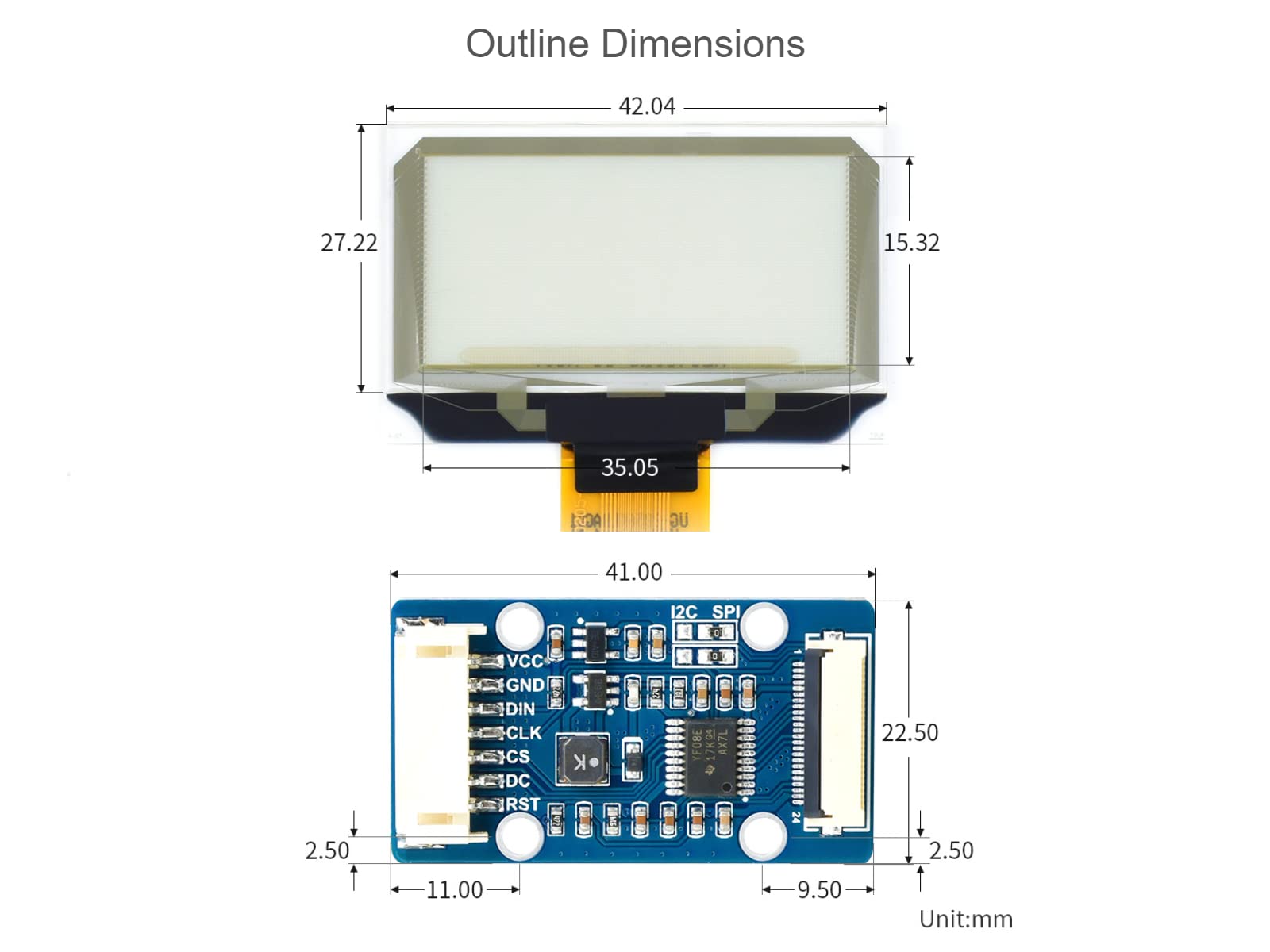 1.51inch Transparent OLED Display Module 128×64 Resolution Light Blue Color Display OLED for Raspberry Pi/Arduino/STM32,Full Viewing Angle,Embedded Independent Driver Chip,SPI/I2C Interfaces