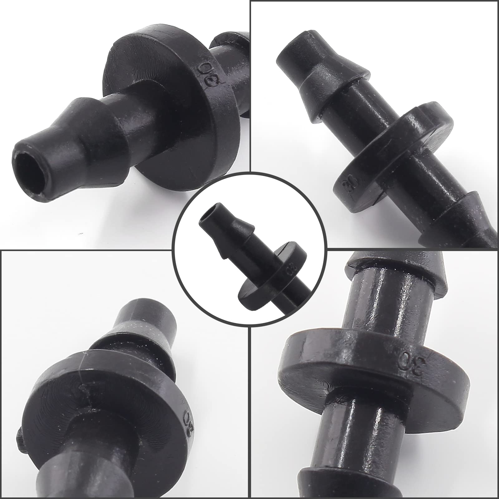 Moicstiy 150Pcs 1/4 Inch Drip Irrigation Coupling Fittings Straight Coupling Barbed Connector for 4/7mm Tube Drip Irrigation Watering System