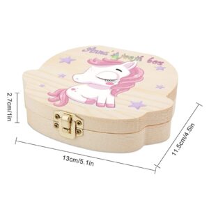 Artsadd Customized Baby Tooth Box with Name,Personalized Wooden Kids Keepsake Organizer Gift for Baby Tooth,Cute Cartoon Children Tooth Holder to Keep Childhood Memory