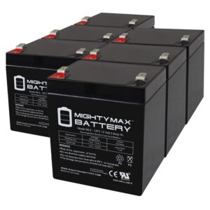 mighty max battery 12v 5ah f2 sla replacement battery for neptune razor e125 16-37 - 6 pack