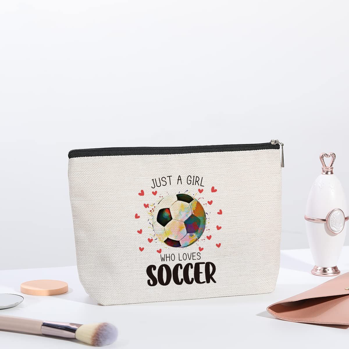 kdxpbpz Soccer Gifts Soccer Cosmetic Bag, Soccer Coach Gifts, Soccer Team Gifts for Lovers Players Fans Birthday Gifts for Women Friend Sister BFF Bestie Her