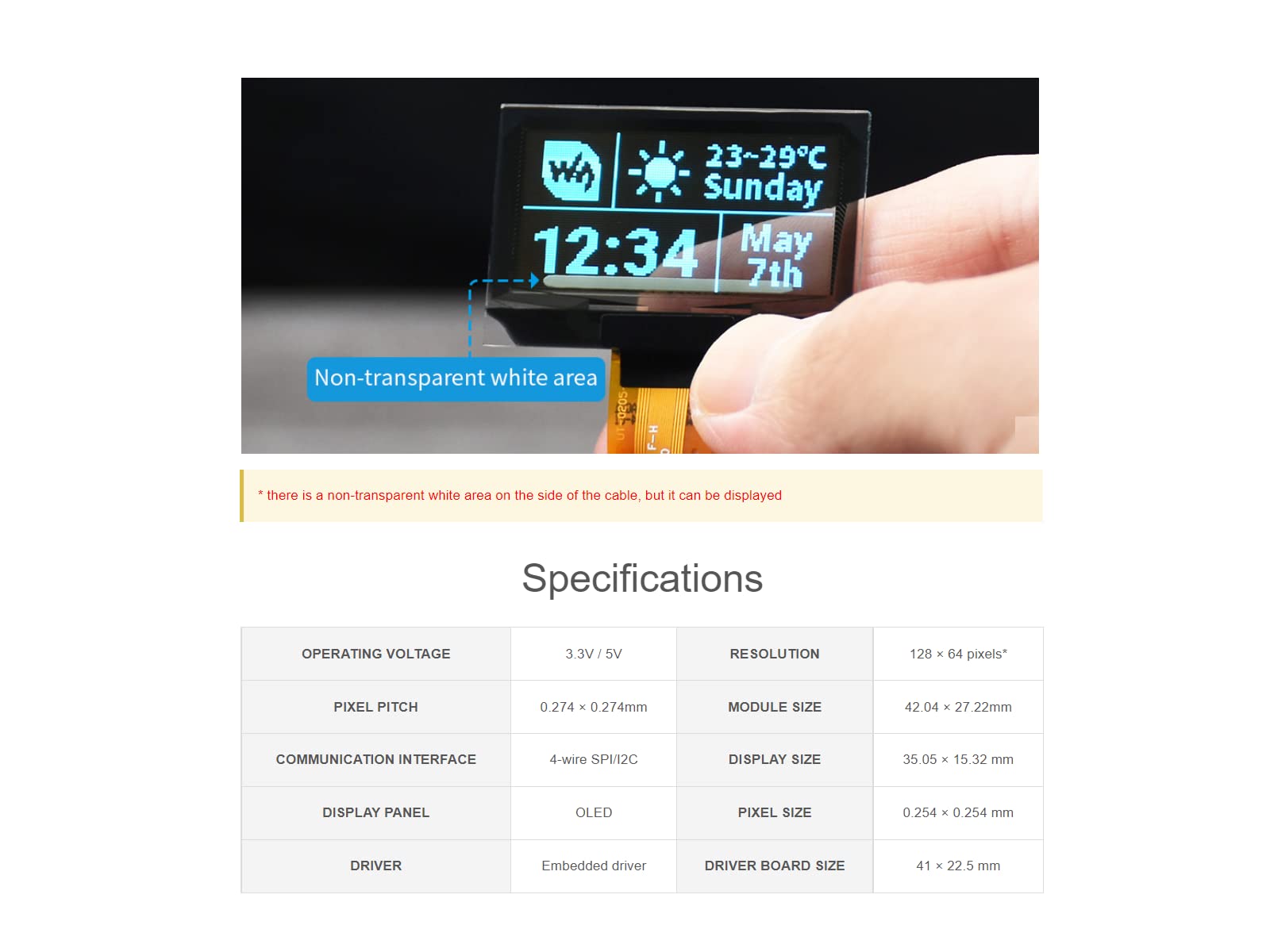 1.51inch Transparent OLED Display Module 128×64 Resolution Light Blue Color Display OLED for Raspberry Pi/Arduino/STM32,Full Viewing Angle,Embedded Independent Driver Chip,SPI/I2C Interfaces