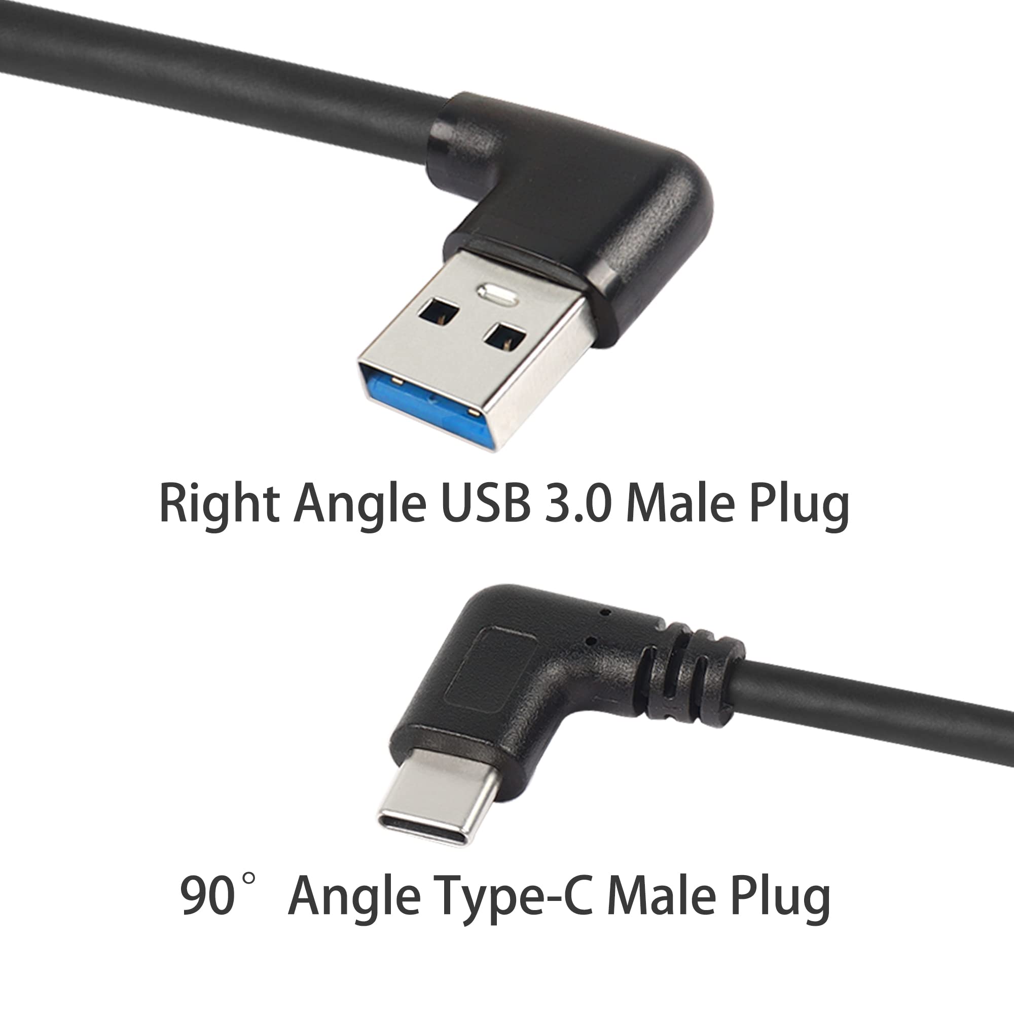 GELRHONR Short Right Angle USB Type C Cable, 90 Degree 18W Fast Charging USB A to USB C Cable (Black-Right-0.25M)