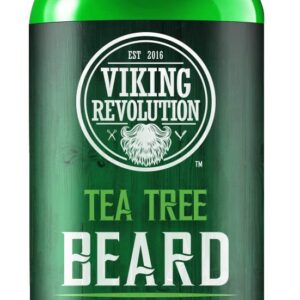 Viking Revolution Tea Tree Oil Beard Wash and Beard Conditioner For Men - Natural Beard Softener Set with Argan Oil, Vitamin E and Ginseng - Beard Shampoo and Conditioner Set (17 Oz)