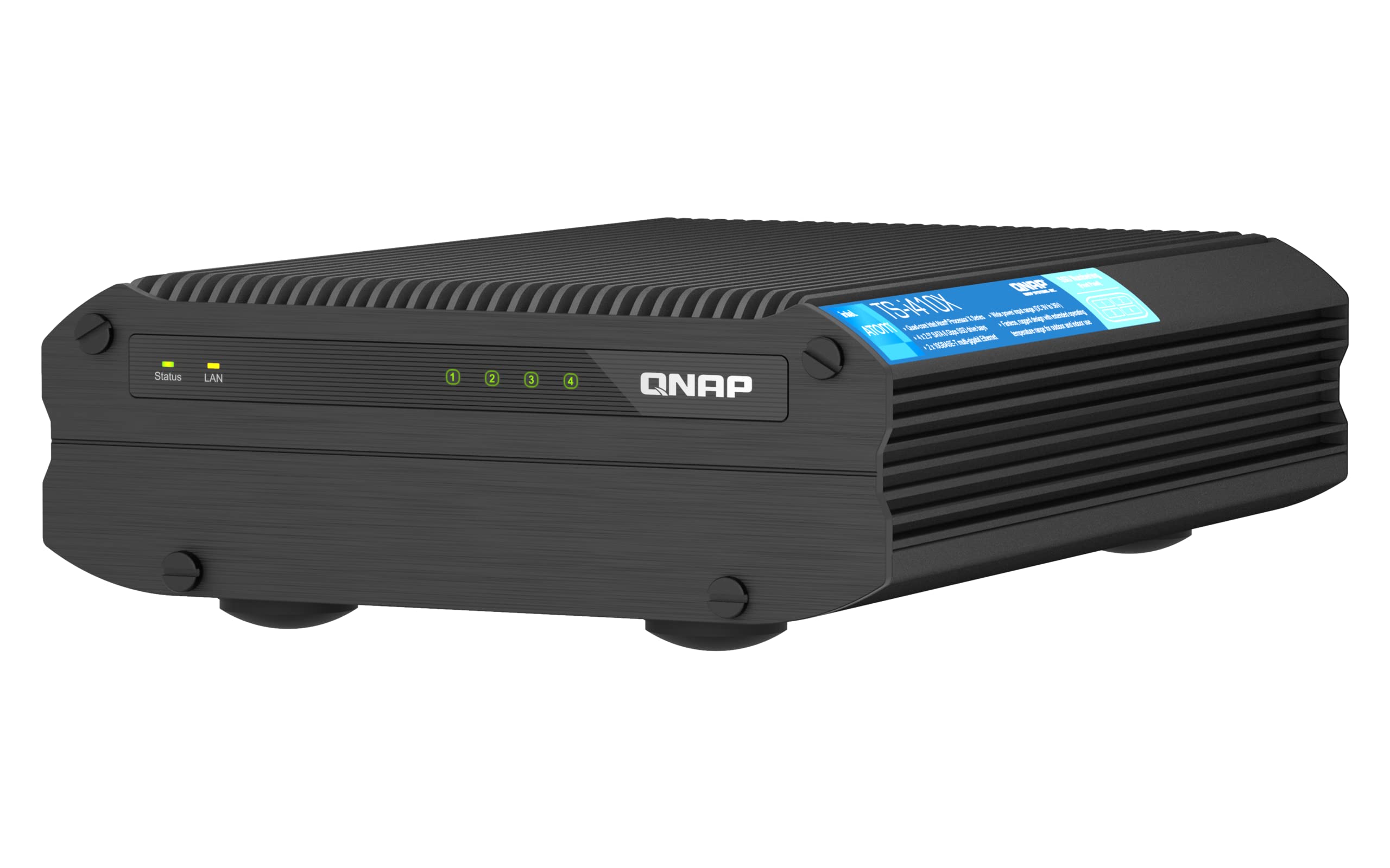 QNAP TS-i410X-8G-US 4 Bay High-Speed fanless Industrial NAS with dual-10GBe, Intel Atom CPU, 8GB DDR4 Memory and 2.5GbE (2.5G/1G/100M) Network Connectivity (Diskless)