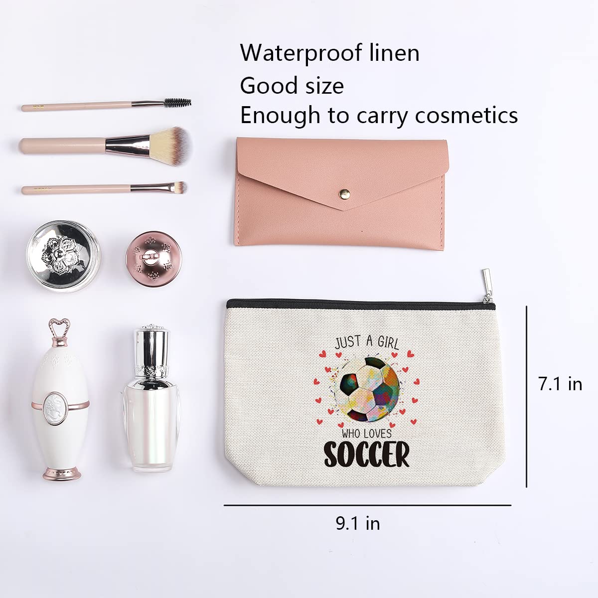 kdxpbpz Soccer Gifts Soccer Cosmetic Bag, Soccer Coach Gifts, Soccer Team Gifts for Lovers Players Fans Birthday Gifts for Women Friend Sister BFF Bestie Her