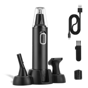 areyzin nose hair trimmer 3-in-1 versatile rechargeable ear and nose trimmer for men&women painless electric shaver grooming kit for ear beard facial pubic hair wet dry use