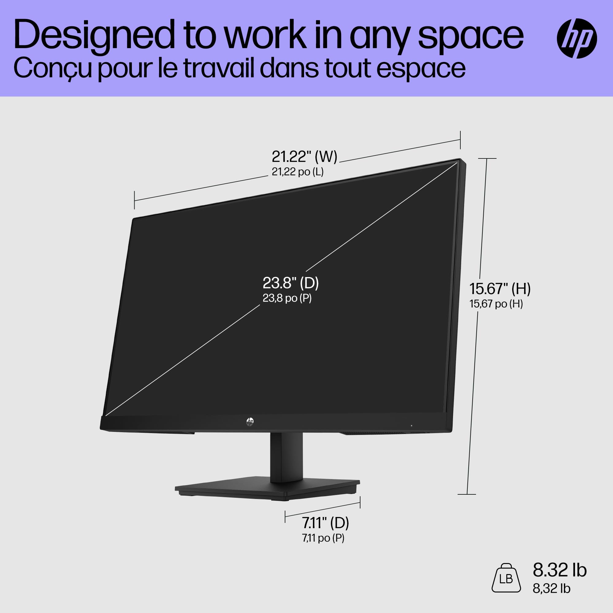 HP V24i G5 Computer PC Monitor 24 Inch Full HD IPS 60Hz 5ms 250 Nits Brightness AMD FreeSync Anti-Glare Low Blue Light HDMI DisplayPort Black 65P58AA