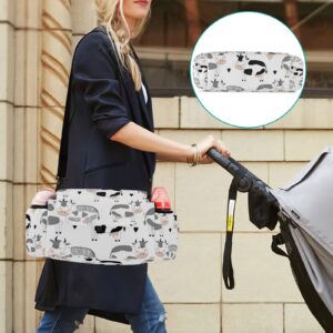 Sinestour Cute Cows Stroller Organizer with Cup Holder Universal Stroller Organizer Bag Detachable Shoulder Strap Stroller Accessories for Diaper Keys Phone Toys Fit All Baby Stroller