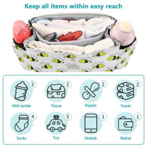 Sinestour Cute Animals Bee Stroller Organizer with Cup Holder Universal Stroller Organizer Bag Detachable Shoulder Strap Stroller Accessories for Diaper Phone Keys Toys Fit All Baby Stroller