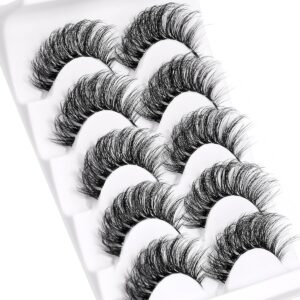 D Curl 8-17mm Cat Eye Faux Mink Lashes, Clear Band, 3D Fluffy Wispy, Semi-dramatic Russian Strip Eyelashes