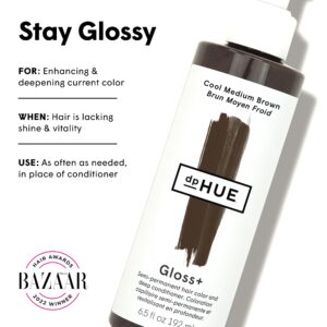 dpHUE Gloss+, Cool Medium Brown - 6.5 oz - Semi-Permanent Hair Color & Conditioner - Lasts Up to Eight Washes - Paraben, SLS & SLES Sulfate Free - Vegan, Leaping Bunny Certified