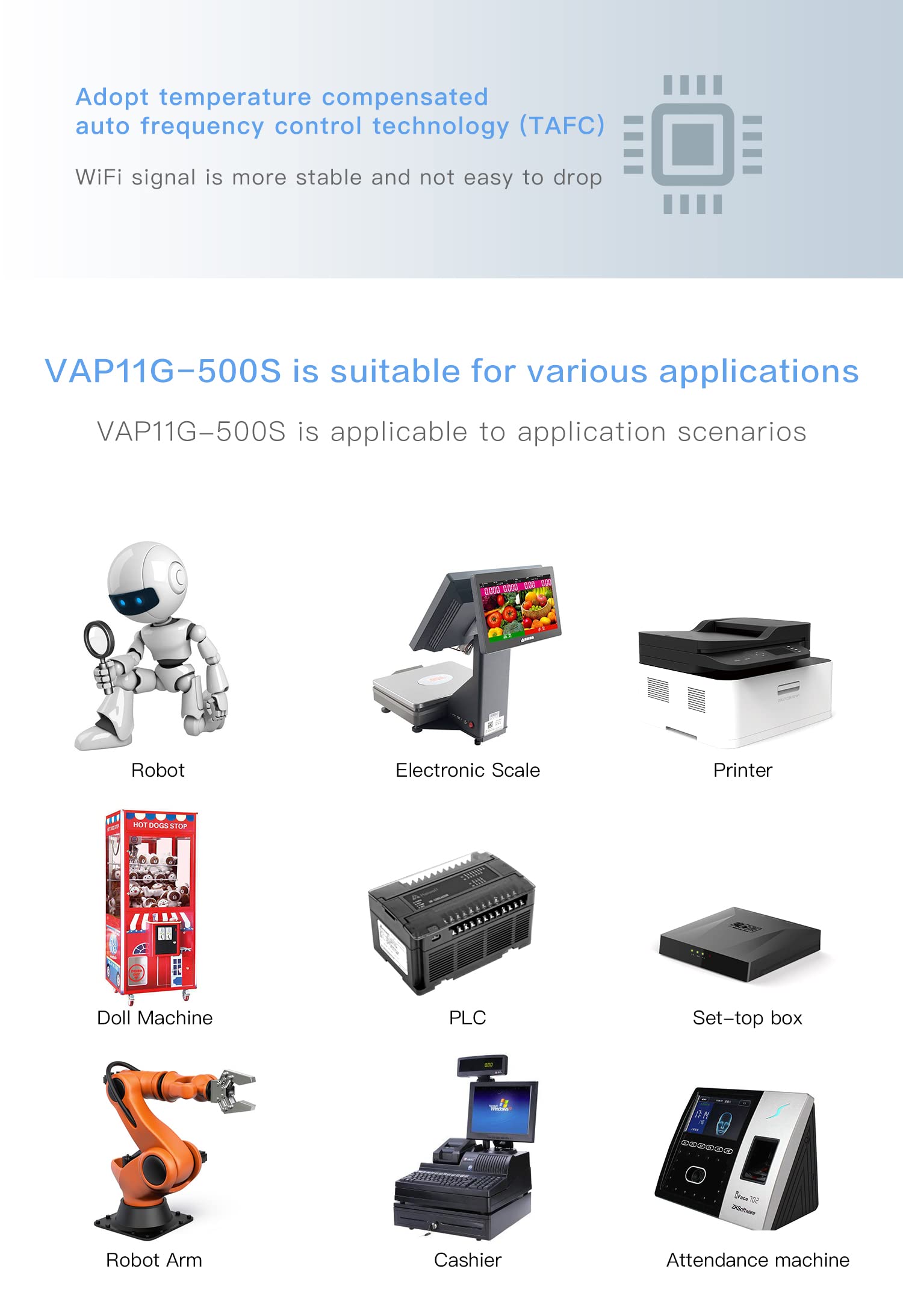 【Upgraded Version】 VONETS VAP11G-500S Industrial High-Power 2.4GHz WiFi Bridge/Wireless Router/Ethernet WiFi to Ethernet Adapter for Industrial Application, PLC, Printer, Medical, Network Devices