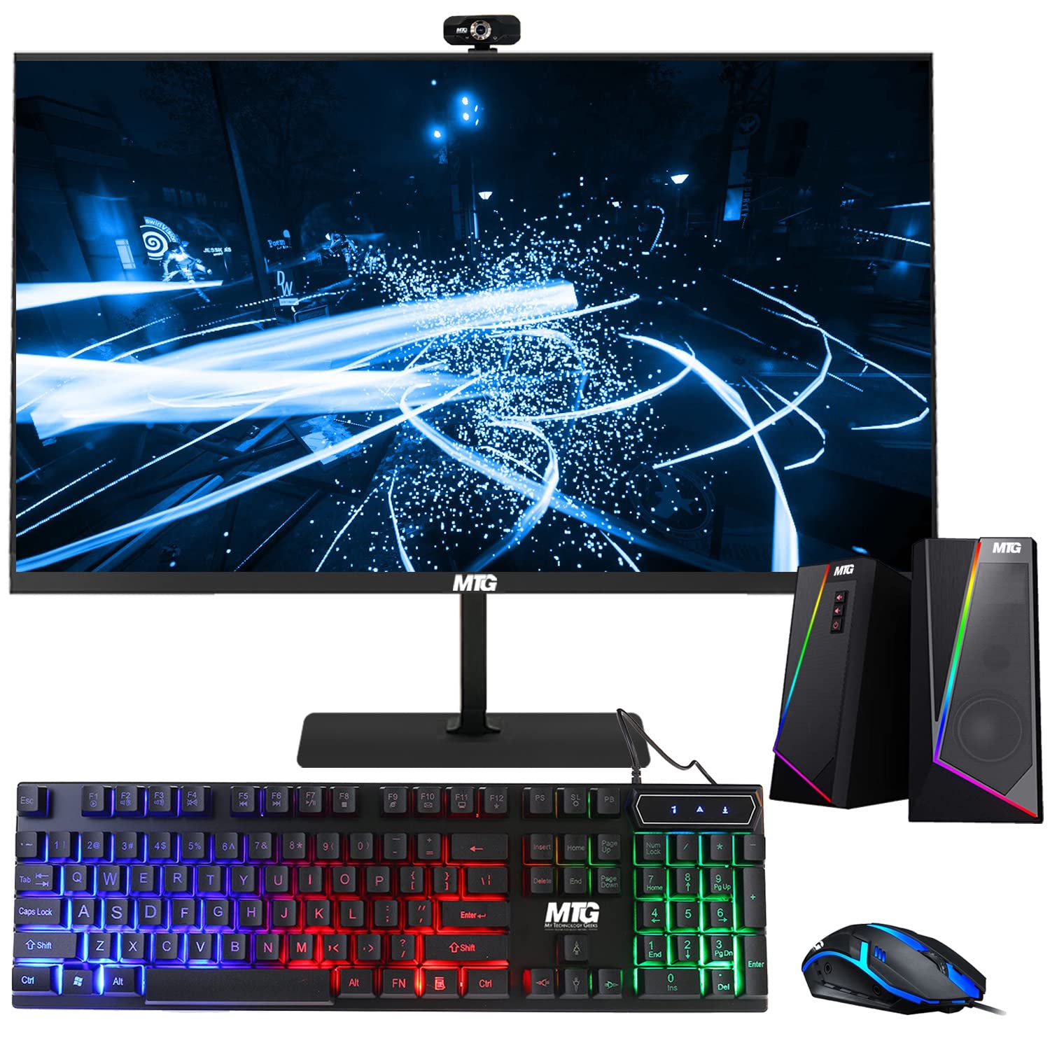 TechMagnet All in one Desktop Computer, Cheetah 4, Intel Core i5 4th Gen 2.5 GHz, 8GB DDR3, 480GB SSD, New 24 inch LED, MTG RGB Keyboard Mouse, RGB Speaker and Webcam, Windows 10 Pro (Renewed)