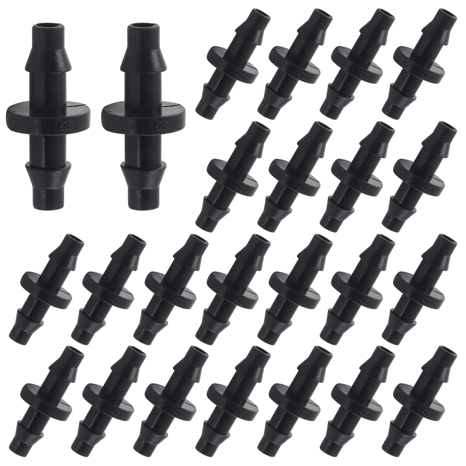 Moicstiy 150Pcs 1/4 Inch Drip Irrigation Coupling Fittings Straight Coupling Barbed Connector for 4/7mm Tube Drip Irrigation Watering System