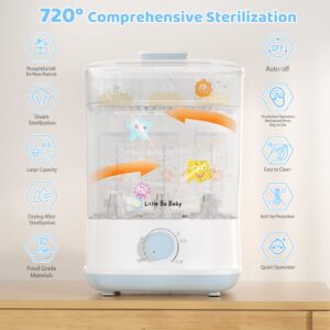 Bottle Steamer and Dryer, Little Bo Baby Bottle Steamer and Dryer, 5-in-1 Electric Steamer and Dryer, Safe and Easy One-Dial Control Steamer