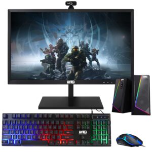 techmagnet all in one desktop computer, cheetah 4, intel core i5 4th gen 2.5 ghz, 8gb ddr3, 120gb ssd, 27 inch led monitor, mtg rgb keyboard mouse, rgb speaker and webcam, win10 pro (renewed)