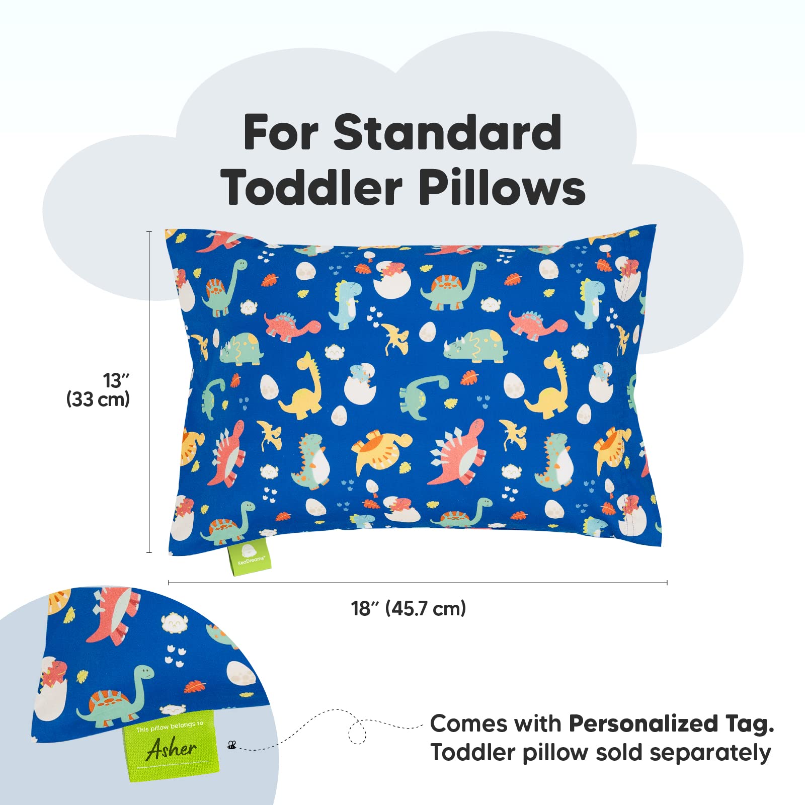 KeaBabies Toddler Pillowcase for 13X18 Pillow - Organic Toddler Pillow Case for Boy, Kids - 100% Natural Cotton Pillowcase for Miniature Sleepy Pillows - Toddler First Pillow