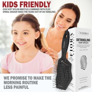 Fiora Naturals Hair Detangling Brush -100% Bio-Friendly Detangler hair brush w/Ultra-soft Bristles- Glide Through Tangles with Ease - For Curly, Fine, Women, Men, Kids, Toddlers, Wet and Dry Hair