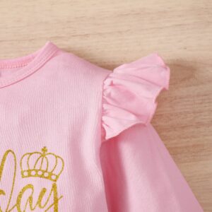 vivifayee Toddler Kids Baby Girls Birthday Princess Outfits Long Sleeve Shirts Dot Bubble Tulle Tutu Skirt 2PCS Fall Winter Skirt Sets