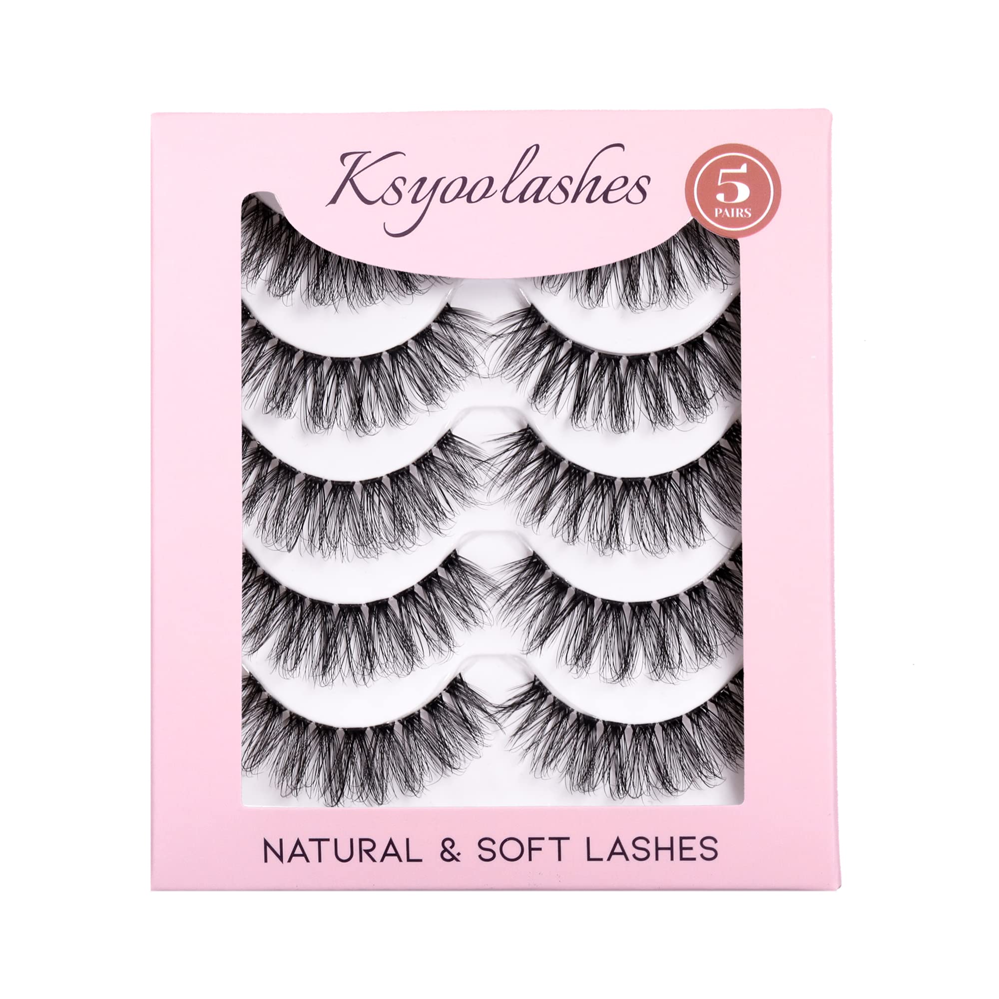 D Curl 8-17mm Cat Eye Faux Mink Lashes, Clear Band, 3D Fluffy Wispy, Semi-dramatic Russian Strip Eyelashes