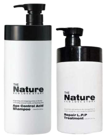 The Nature Eco Love Story Age Control Acid Shampoo (1200ml/ 40.58 fl. oz) & Repair L.P.P Treatment (1000ml/ 33.82 fl. oz)