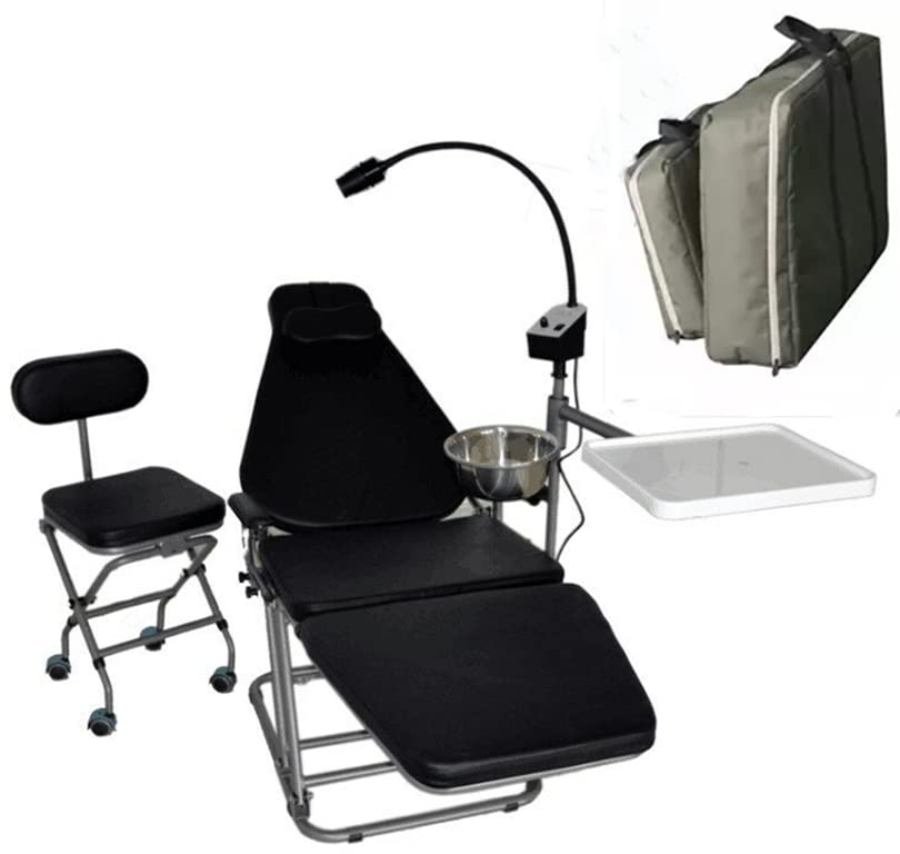 Portable Foldable Chair with LED Exam Light Lamp and Tray + Doctor's Stool Nylon Bag