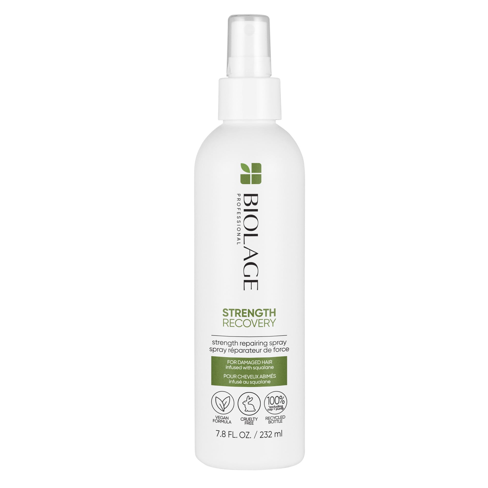 Biolage Strength Recovery Leave-In Conditioner Spray | Hair Repairing Heat Protectant & Detangler | Strengthens & Prevents Damage | For Damaged & Sensitized Hair | Vegan | Cruelty-Free | 7.8 Fl. Oz