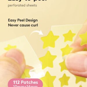 LitBear Acne Patch Pimple Patch, Pink & Yellow Star Shaped Acne Absorbing Cover Patch, Hydrocolloid Acne Patches For Face Zit Patch Acne Dots, Tea Tree Oil & Centella, 112 Patches, 14mm & 10mm